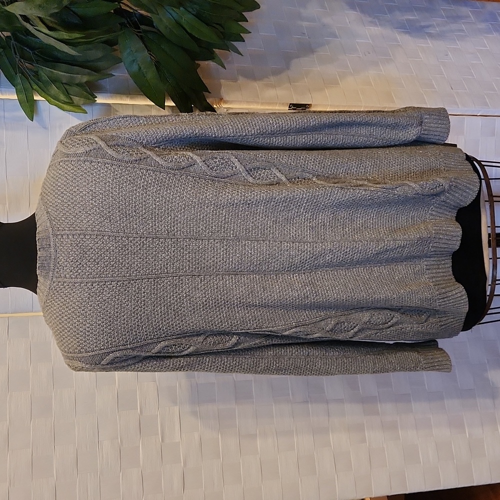 Croft & Barrow Gray Sparkle Cable Knit Cardigan - Size XL - Picture 7 of 12